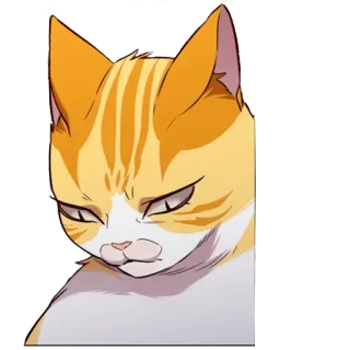 😔 kucing, hewan, oranye, putih, stiker, kartun telegram sticker