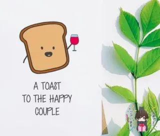 🥂 A toast to the happy couple Toast, Glückliches Paar, Feier, Wein, Grußkarte, Cartoon, Essen whatsapp sticker