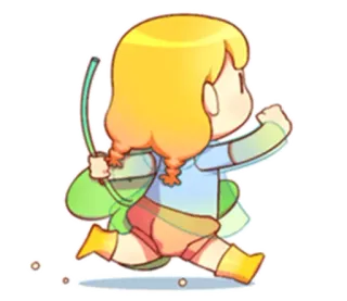 🏃 女の子, 走る, 漫画, 子供, 可愛い, ブロンド, 三つ編み whatsapp sticker