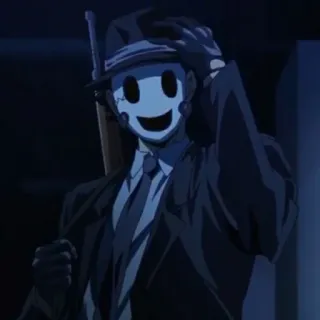 🚬 Sniper Mask High-Rise Invasion Anime, Máscara, Francotirador, Arma, Sombrero telegram sticker