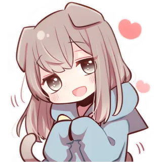 😀 动漫, 狗, 可爱, 女孩, 爱心, 贴纸, 卡哇伊, Q版 whatsapp sticker