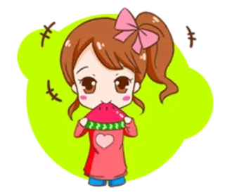 🙀 melancia, desenho animado, menina, adesivo, fofo, comida whatsapp sticker