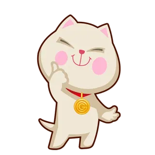 👍 cat, cartoon, cute, medal, thumbs up, happy telegram sticker