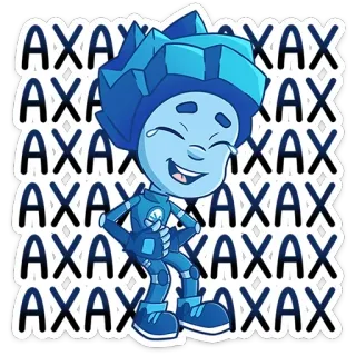 😂 АХАХ Kartun, Karakter, Biru, Ceria, Tertawa, AHAX telegram sticker
