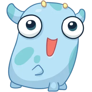 😯 monstre, mignon, dessin animé, bleu, personnage, amical, animation whatsapp sticker