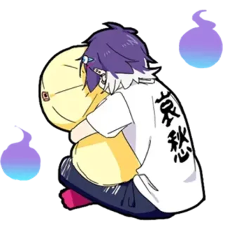 🥲 哀愁 Anime, Manga, Sticker, Trauer, Charakter, Japanischer Text, Umarmung telegram sticker