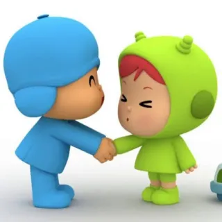 🤝 Pocoyo dibujos animados, amistad, programa infantil, lindo, apretón de manos whatsapp sticker