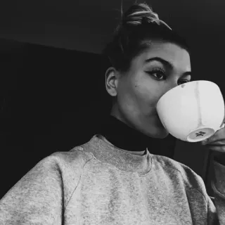 🌝 woman, coffee, drink, portrait, cup telegram sticker