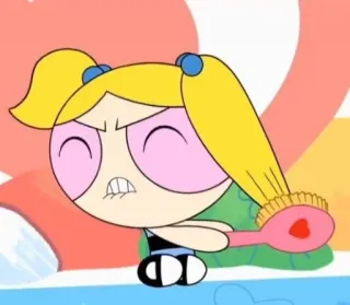 💇‍♀ Bubbles The Powerpuff Girls desenho animado, bravo, escova de cabelo, loira, maria chiquinha, Docinho, As Meninas Superpoderosas telegram sticker