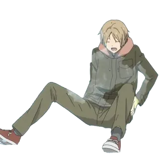 😣 Anime, Personnage, Assis, Décontracté, Hiver, Froid telegram sticker