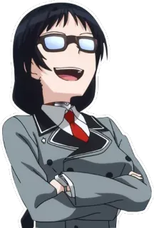😃 anime, character, woman, glasses, school uniform whatsapp sticker