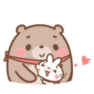 💓 urso, coelho, abraço, amor, fofo, desenho animado telegram sticker