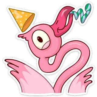 🎉 Flamingo, Vogel, Party, Feier, Cartoon, Tier, süß telegram sticker