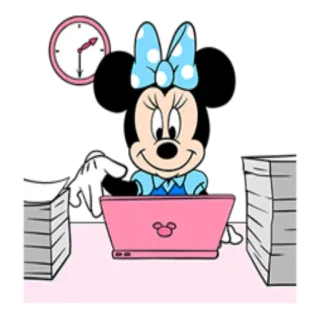 ✍ Minnie Mouse Minnie Mouse, Disney, cartoon, office, work, laptop whatsapp sticker