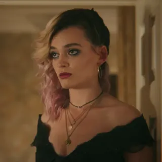 🌸 Maeve Wiley Sex Education retrato, chica, joven adulto, adolescente, mujer, femenino, peinado telegram sticker