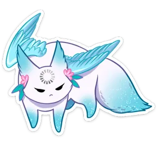 😐 zorro, animal, alas, lindo, arte digital, kawaii telegram sticker