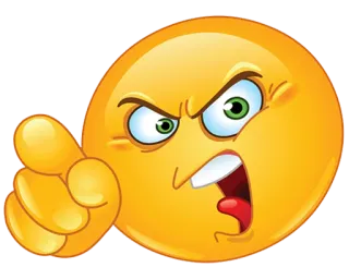😠 emoji, angry, pointing, face, yellow telegram sticker