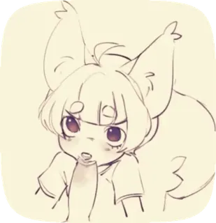 👂 anime, cat girl, sketch, cute, nekomimi, manga style, emotions, furry telegram sticker