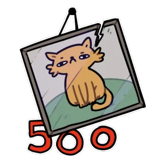 🚧 500 chat, portrait, nombre, dessin animé, illustration, animal de compagnie telegram sticker