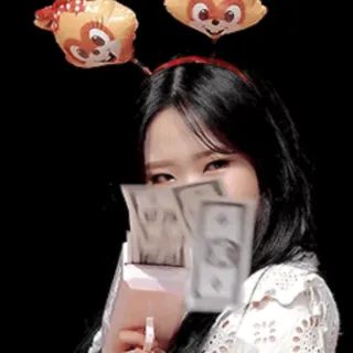 🤑 mulher, dinheiro, dinheiro vivo, celebração, balões, coreano telegram sticker
