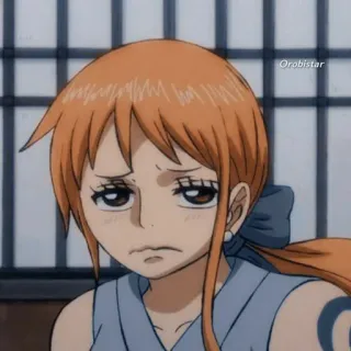 🍊 Nami One Piece Anime, One Piece, Nami, Triste, Personnage whatsapp sticker