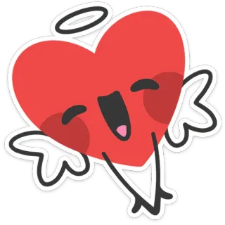 ❤️ cuore, angelo, ali, carino, kawaii, amore, cartone animato, adesivo whatsapp sticker