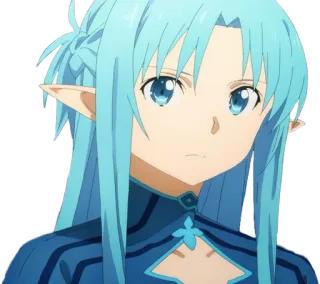 😕 Asuna Sword Art Online Anime, Elfo, Asuna, Sword Art Online, cabelo azul, videogame, Fantasia telegram sticker