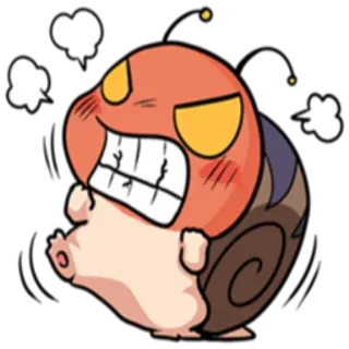 😡 การ์ตูน, โกรธ, หอยทาก, น่ารัก, ภาพประกอบ, มาสคอต telegram sticker