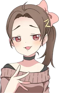 😛 fille anime, dessin animé, idiot, mignon, tire la langue telegram sticker