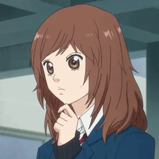 🥡 anime, girl, cartoon, female, brunette, school uniform telegram sticker