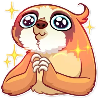✨ สลอธ, น่ารัก, สัตว์, การ์ตูน, เป็นประกาย, น่าเอ็นดู, คาวาอิ telegram sticker