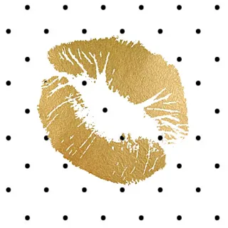 😙 bacio, labbra, dorato, rossetto, bellezza, puntini whatsapp sticker