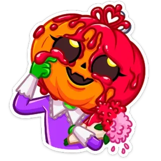 😢 zucca, halloween, adesivo, cartone animato, mostro, carino, kawaii telegram sticker