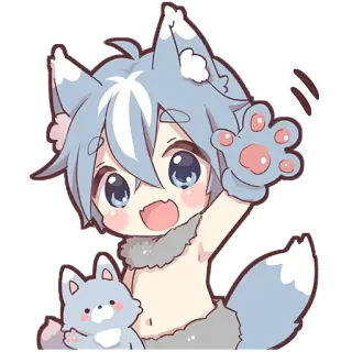 👋 Anime, Lobo, Kawaii, Chibi, Fofo, Furry, Garoto Anime telegram sticker