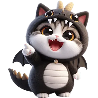 😅 gatto, gattino, drago, carino, animale, cartone animato telegram sticker