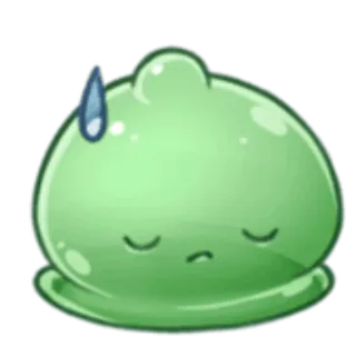 😓 слайм, милый, монстр, зеленый, грустный, капля, мультфильм telegram sticker