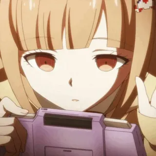 🌸 Chiaki Nanami Danganronpa videojuego, anime, dedo corazón, gesto ofensivo, consola, chica telegram sticker