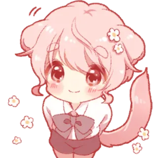 🥺 kawaii, schattig, anime, hond, bloem, chibi, huisdier, puppy telegram sticker