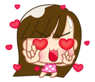 😍 cartoon, love, hearts, girl, cute whatsapp sticker