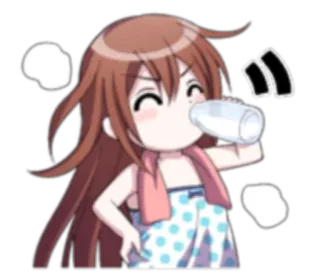 😜 Anime, Chibi, Słodkie, Pijący, Dziewczyna, Kawaii telegram sticker