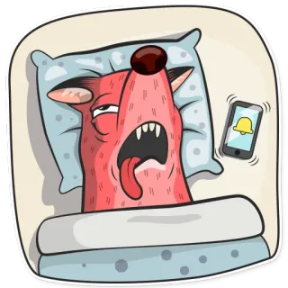 😴 Hund, müde, schlafen, Cartoon, Bett, Smartphone, Morgen telegram sticker