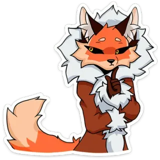 🤔 renard, anthropomorphe, dessin animé, animal, mignon, poilu telegram sticker