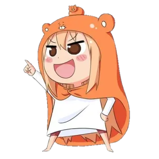👈 Umaru Doma Himouto! Umaru-chan umaru, anime, manga, chibi, orange, mignon, sweat à capuche whatsapp sticker