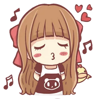😘 Cartoon, Anime, Mädchen, Süß, Kawaii, Herzen, Noten telegram sticker