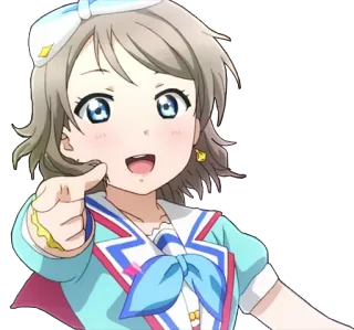 👉 anime, cartoon, character, girl, pointing, cheerful telegram sticker
