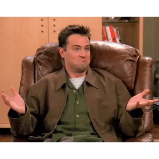 🤷‍♂️ Chandler Bing Friends chandler, friends, sitcom, serie tv, divertente, matthew perry, scrollata di spalle telegram sticker