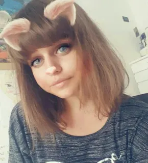 😍 кошачьи ушки, селфи, женщина, портрет, фильтр, лицо, человек, девушка telegram sticker