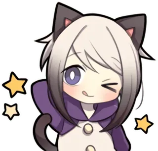 😜 Anime, Catgirl, Mignon, Sticker, Dessin animé, Kawaii, Manga whatsapp sticker