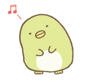 🍐 Sumikkogurashi, персонаж, милый, наклейка, птица, нота whatsapp sticker