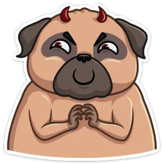 😈 pug, dog, devil, horns, evil, cute, cartoon, sticker telegram sticker